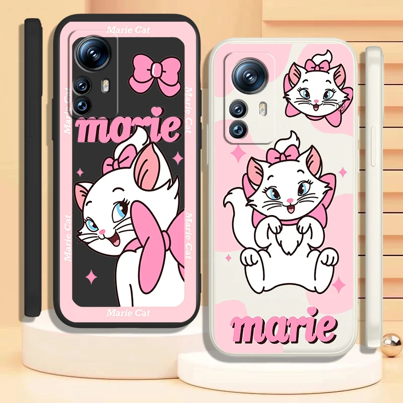 

Cute Disney Marie Cat Case For Xiaomi Mi 12 11 11i 10 10S 9 6 Ultra Lite Pro SE 5G Silicone Liquid Rope Phone Cover Capa