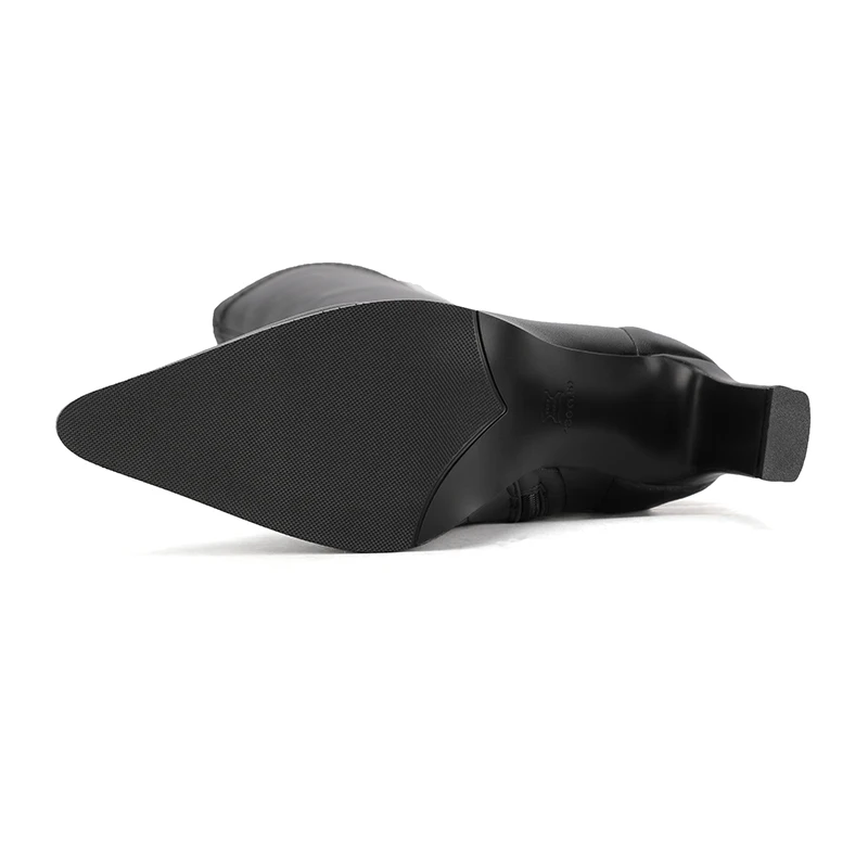 Женские сапоги до колена из ПУ кожи с острым носком