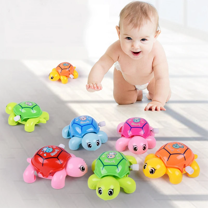 1Pcs Cartoon Baby Turtle Animal Clockwork Toys Tortoise Infant Crawling Wind Up Toy Educational Kids Classic Toy for Boys Girls