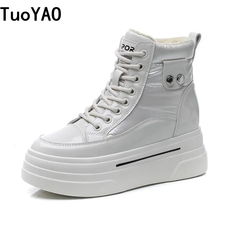 

Женские ботильоны из натуральной кожи, на платформе и скрытом каблуке, 8 см