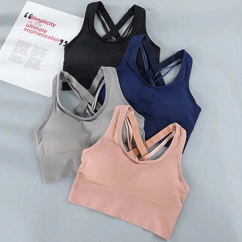 

Women Bandage Push Up Seamless Sports Bra Workout Top Crop Fitness Active Wear With Buckle For Yoga Gym Brassiere Sportswear