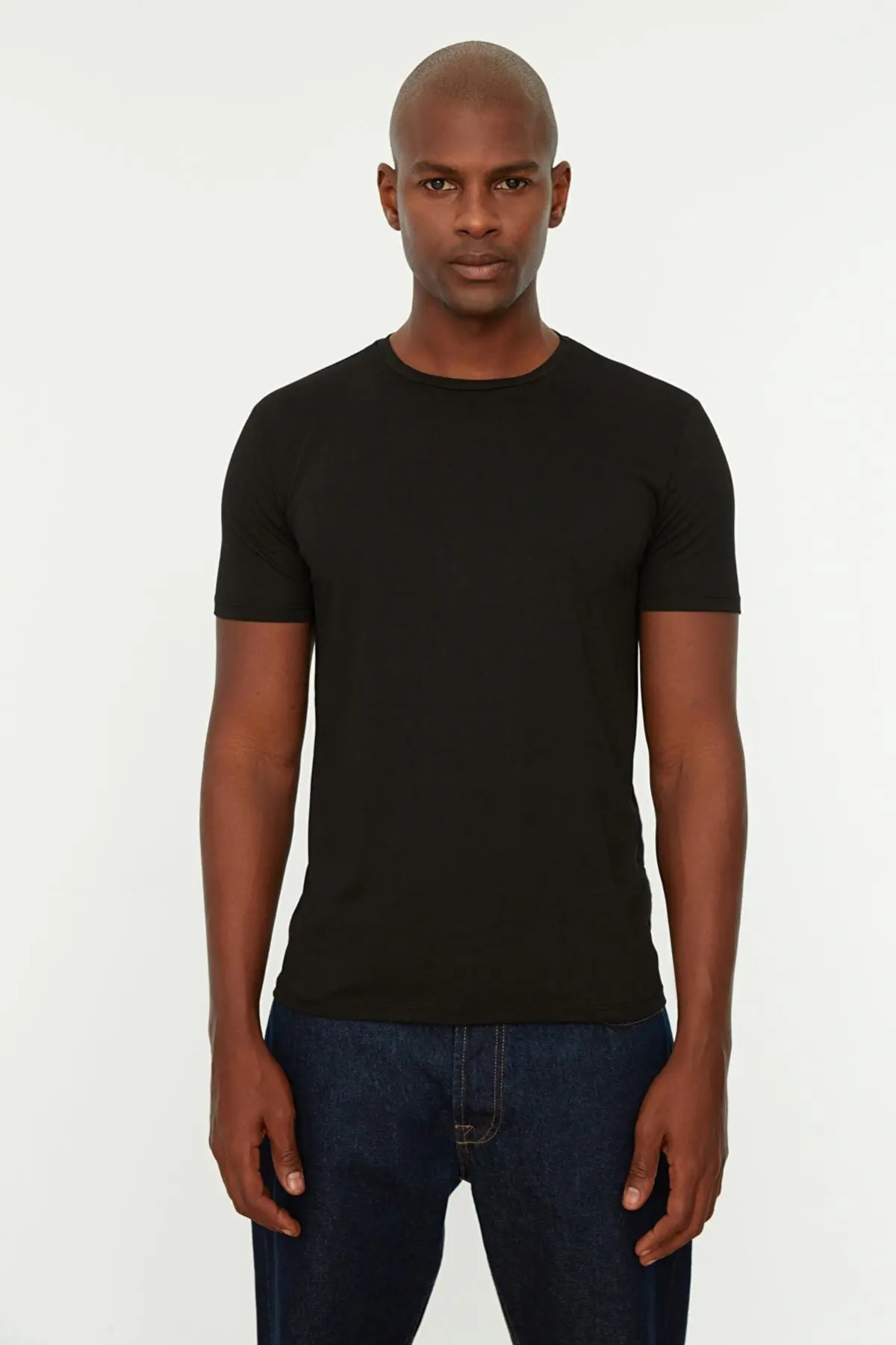 

Black Men Basic Slim Fit Bicycle Collar Short Sleeve t-shirt t-shirt 0270 T-Shirts For Men Summer Fashion