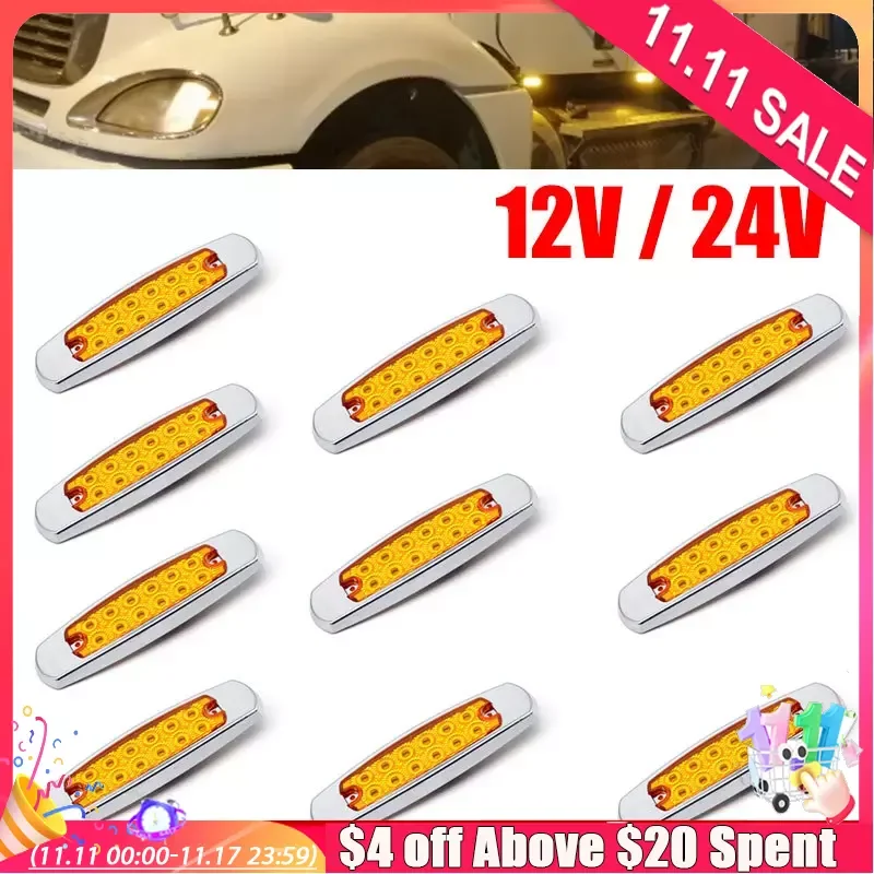 

10 шт. 12 В/24 В 12 светодиодов Боковой габаритный фонарь для автомобиля грузовика прицепа автофургона автобуса фургона лодки водонепроницаемый габаритный фсветильник рь