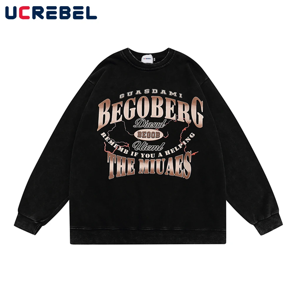 

Футболка мужская с длинным рукавом, потертая тенниска с круглым вырезом, Повседневная Свободная майка из хлопка в стиле хип-хоп, с надписью, ...