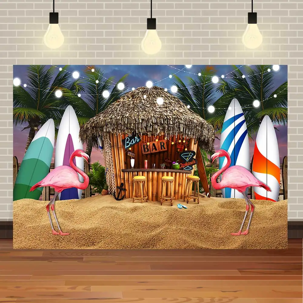 

Фон для фотосъемки NeoBack с тропическим фламинго, морским побережением, блестками, ночью, пляжем, морской доской, цветком, фотографией