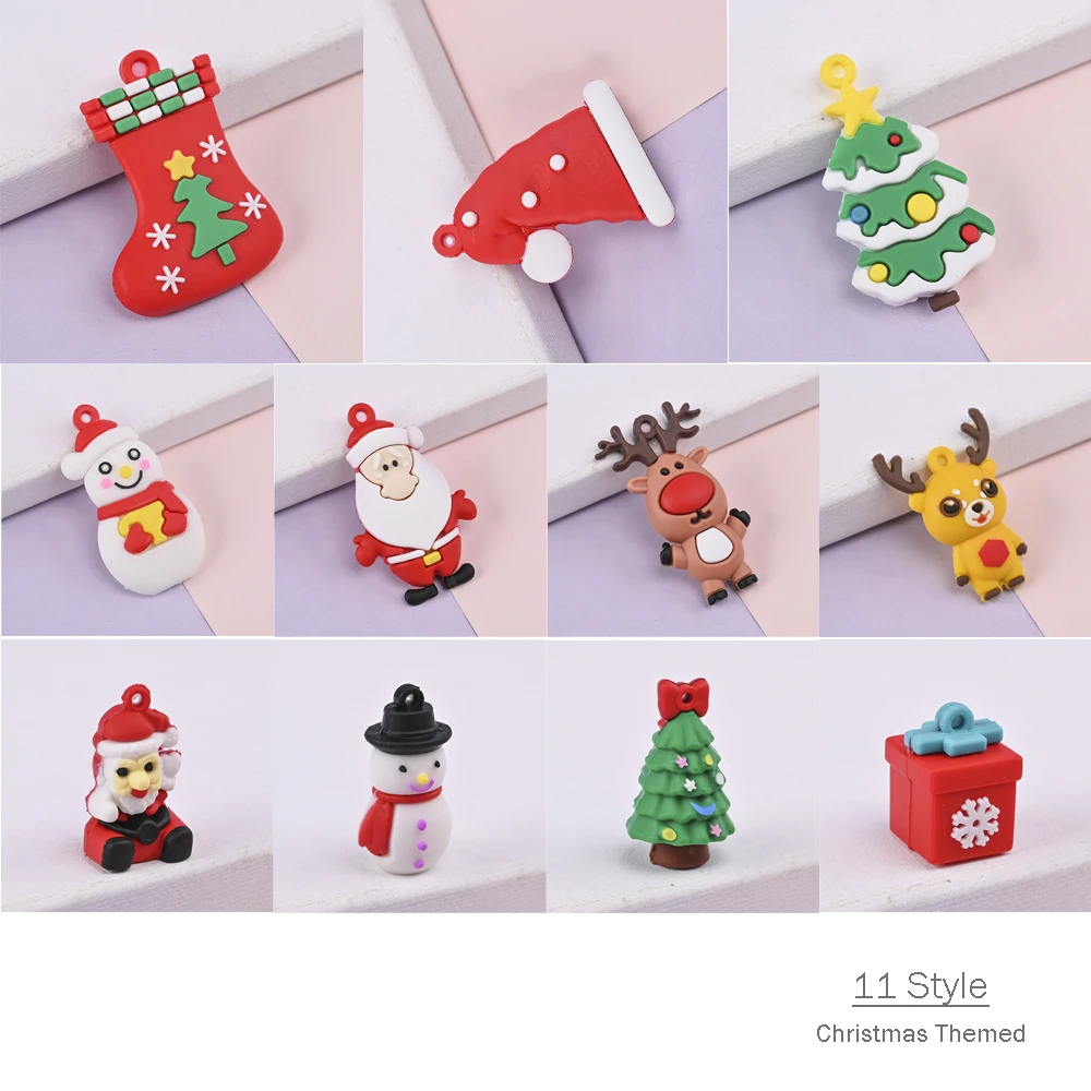 10 шт./партия, новогодние резиновые брелки для ключей