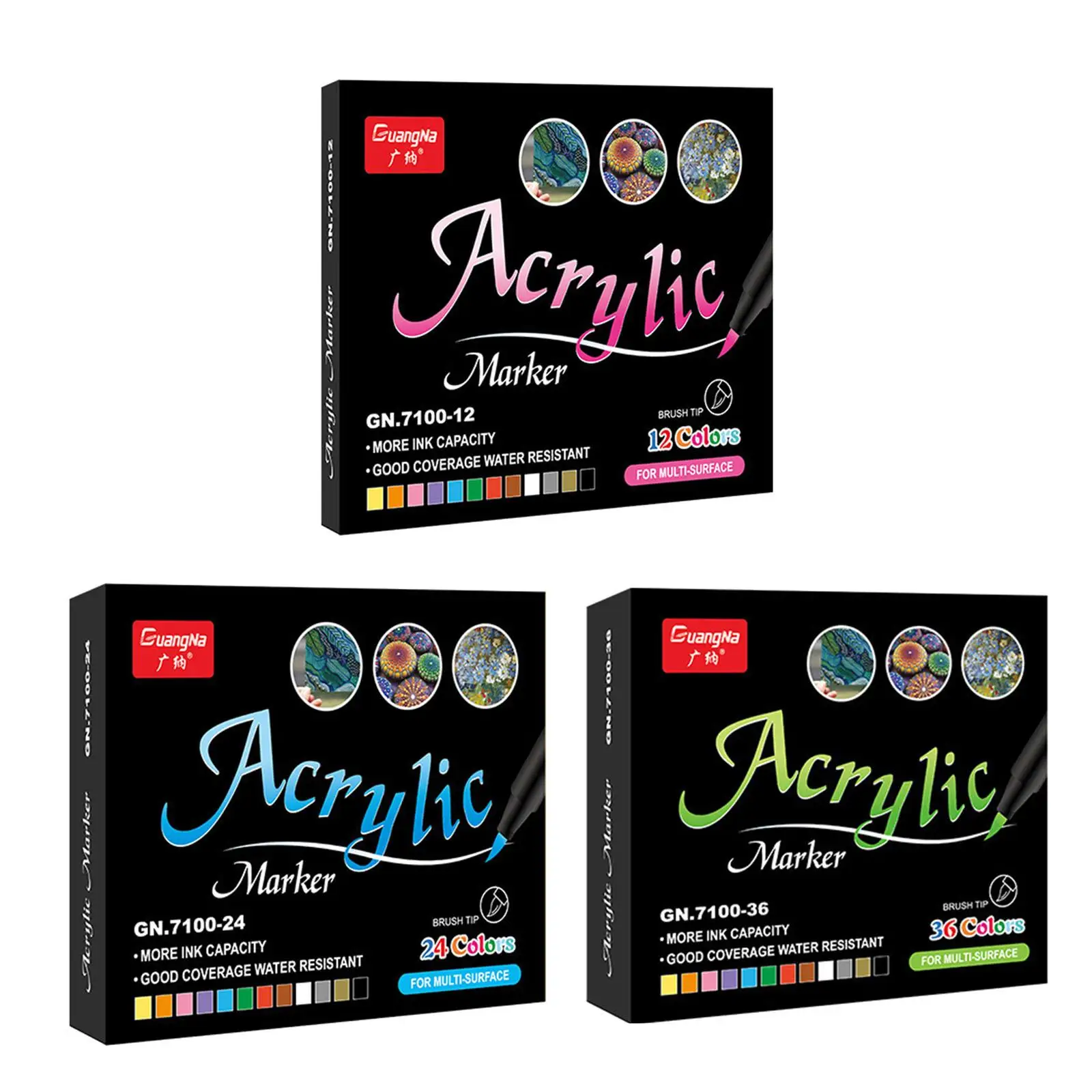 

12/24/36 Colors Acrylic Paint Pens Set Vibrant Fine Tip for Rock Painting