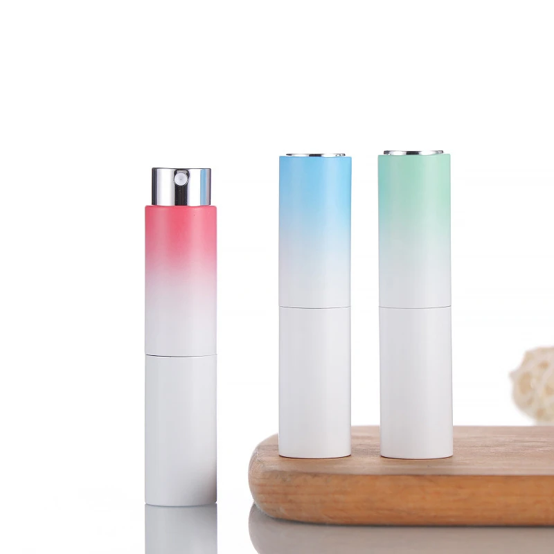 

8ml Mini Gradient Color Glass Parfume Spray Bottle Rotate Alcohol Sanitizer Continous Atomizer Liquid Refillable Bottles Travel