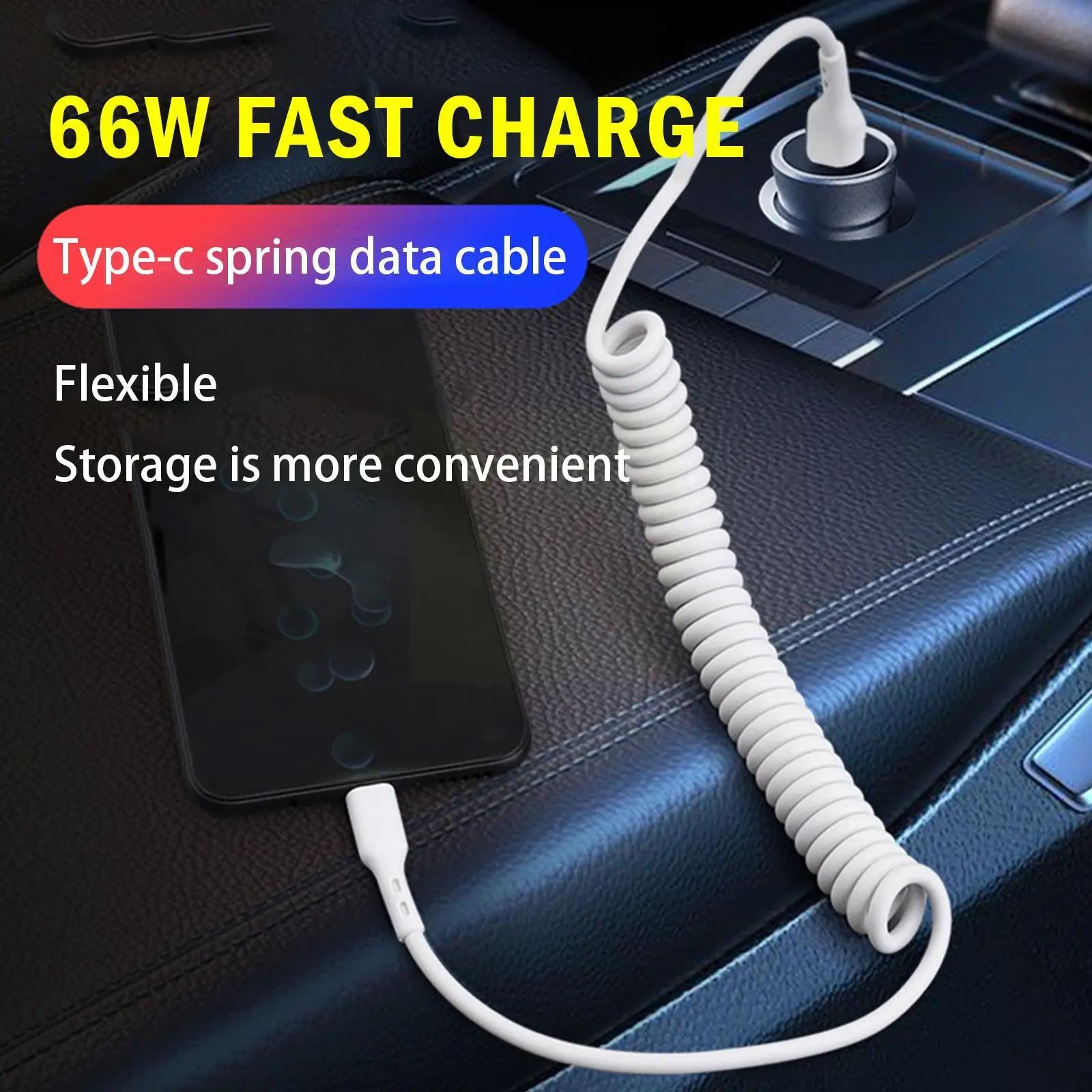 

1.8m Spring Coiled Retractable USB 3.1 C Type Male to USB 2.0 A Male Charging Cable for Android Phone Accessories Car USB C Y3T0