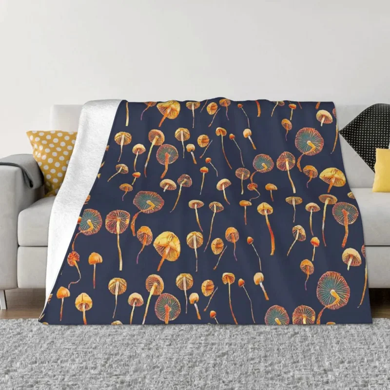 

Mushroom Mushrooms Forest Blanket Flannel Spring Autumn Psathyrella Warm Warm Throws For Winter Bedding
