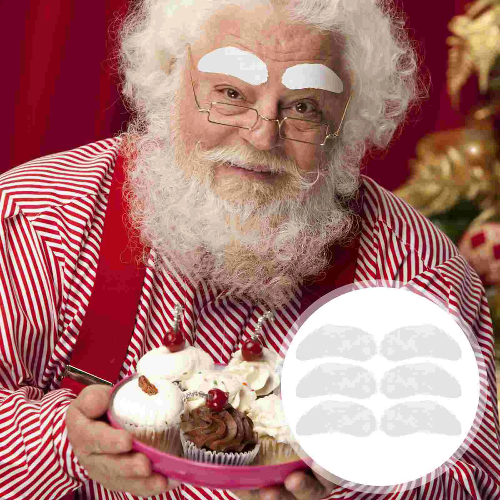 8 пар поддельных реквизитов для бровей Санта-Клауса усы рождественский косплей