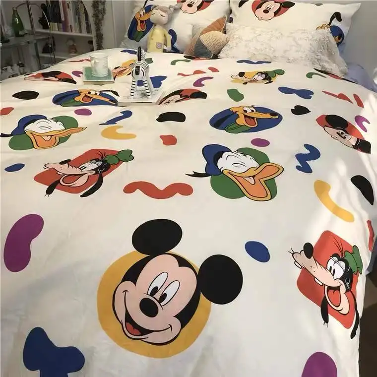 Disney – housse de couette en pur coton pour enfants, quatre pièces, simple et confortable, avec dessin animé Mickey et Minnie  (0)