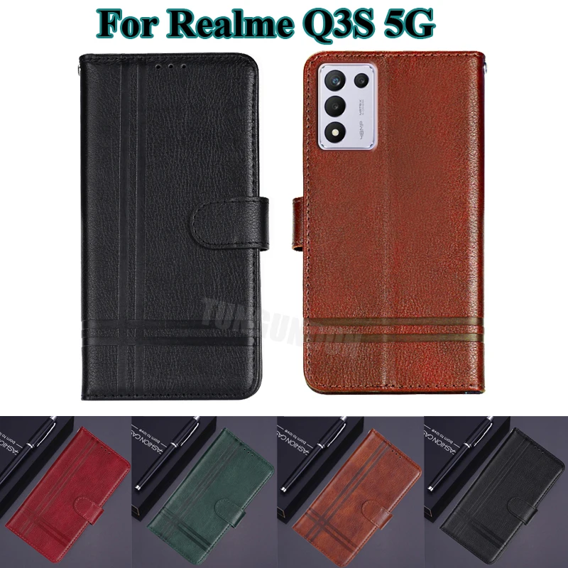 

Чехол для телефона Realme Q3s, чехол RMX3463 RMX3462, защитная книга с магнитной картой для Realme Q 3s, кожаный чехол-бумажник Etui, Hoesje