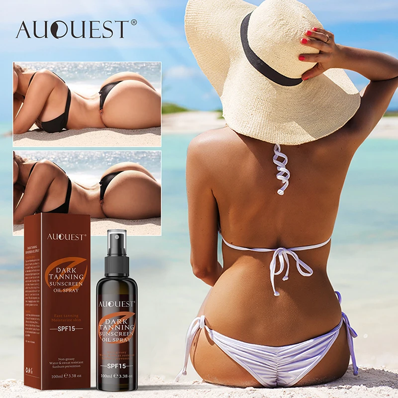 

AUQUEST 100ml Bronzer Spray for Body Oil Beach Self-Tanning Lotion Protect Skin Sunscreen Shine Brown Face Body Tanning Care