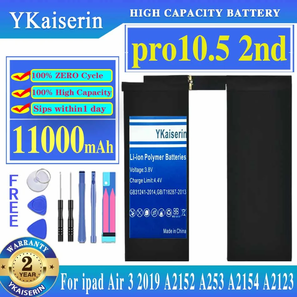 

YKaiserin Pro 10.5 2nd 11000mAh Battery For IPad Air 3 Air3 (2019) A2152 A253 A2154 A2123 Tablet Batteria + Track NO