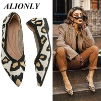 alionly 2022 new womens shoes pointed toe shallow mouth flat shoes knitted breathable size 34 43 wholesale drop shipping