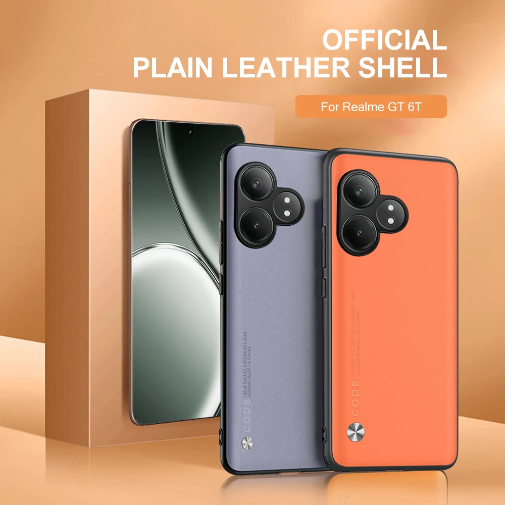 Гладкая кожаная искусственная кожа для Realme GT 6 T мягкая рамка из ТПУ защитные