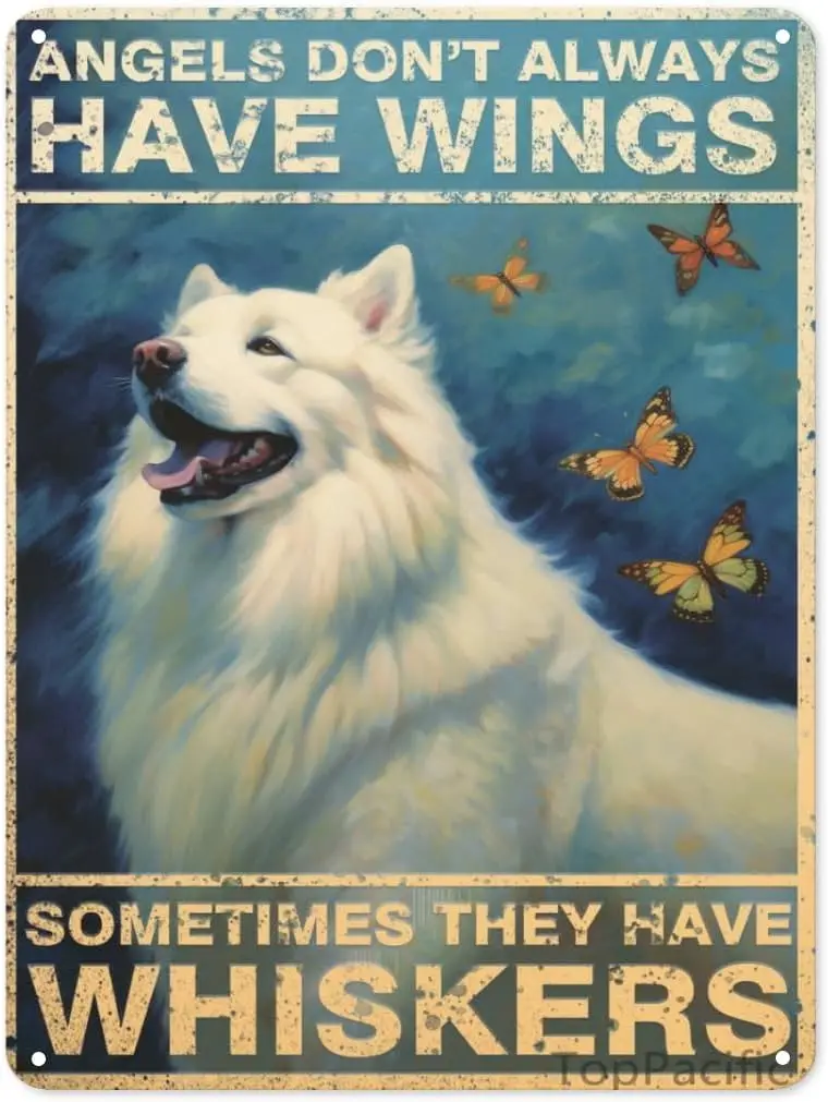 Плакат Vntge Wll Metl Plque ngels Don't lwys Hve Wngs Sometmes They Whskers Smoyed juba plques Funny Wl