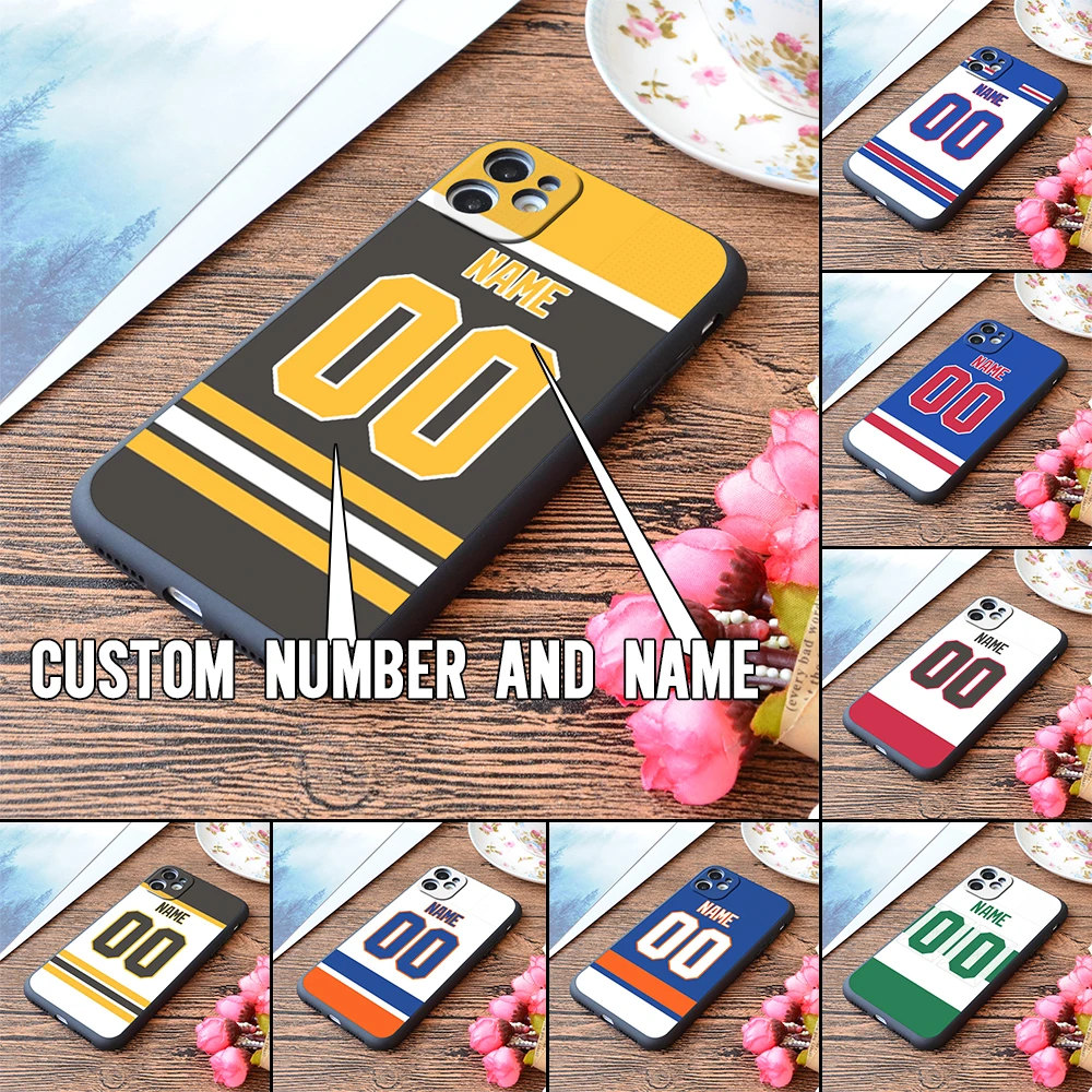 

Custom Hockey Player Silicone Phone Case For iPhone 13 12 11 Pro Max Mini XS X XR SE 7 8 6 6S Plus Soft Cover N-H-L Jersey Back