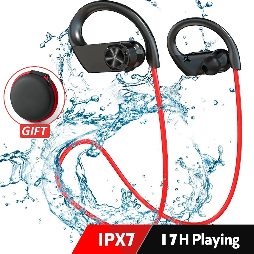 

Go Wireless Sport Headphones Bluetooth 5.0 Earphones Hanging Neck Headset IPX7 Waterproof Earbuds With Noise Cancelling Mic New