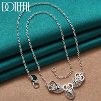 doteffil 925 sterling silver three heart pendant necklace chain for women fashion wedding party charm jewelry