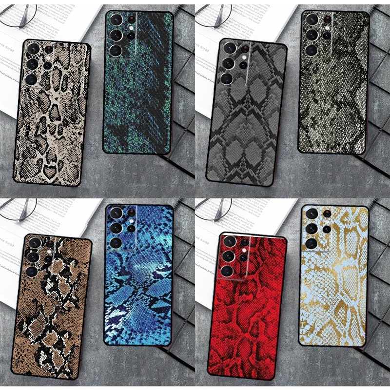 Snake Skin Silicone Case For Samsung Galaxy S22 Ultra S21 S20 FE S8 S9 S10 Plus Note 20 Ultra Cover