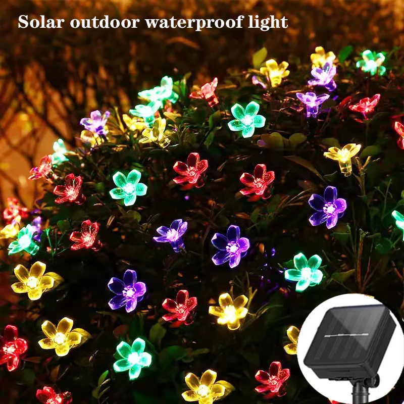 

Outdoor solar garland fairy lights flower color string cherry blossom 12/7M LED lights Christmas party garden wedding decoration