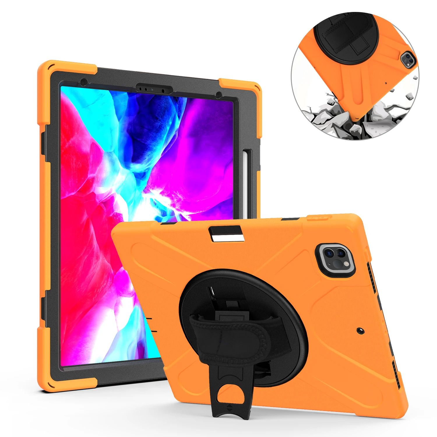 

Сверхмощный чехол для Apple iPad Pro 12,9 дюйма, чехол для Apple iPad Pro 12,9 дюйма 2018 2020, умный чехол с подставкой и ремешком на руку