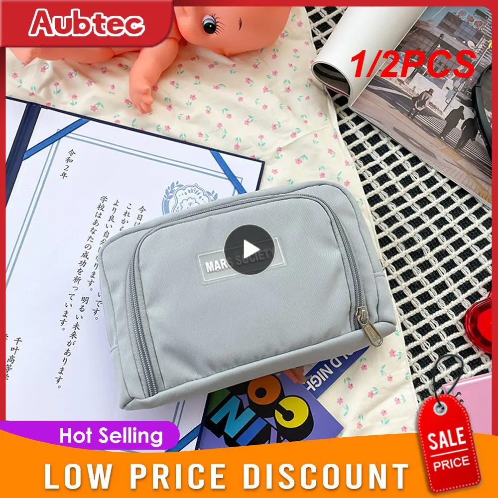 

1/2PCS Large Capacity Pencil Bag Aesthetic Pencil Pouch School Cases Zipper Big Stationery Bag Pen Case Students School Supplies
