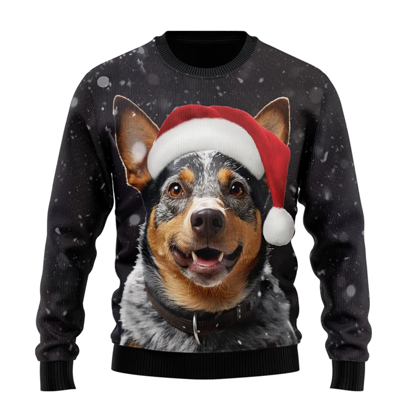 Уродливый рождественский свитер с собакой для мужчин снежная ночь женский