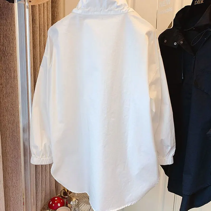 Блузка женская с воротником-стойкой свободная стильная Базовая Повседневная