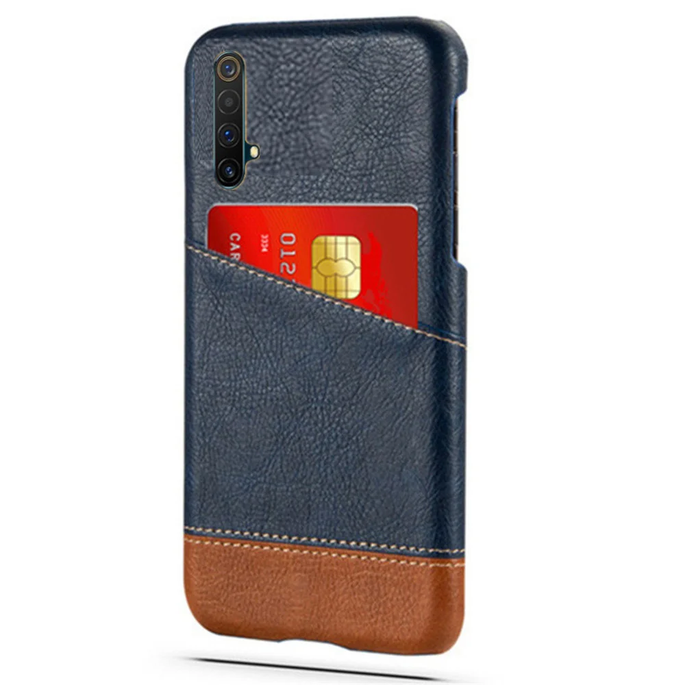 

Slim Case For Realme X3 SuperZoom Case Card Slot Holder Mixed Splice PU Leather Cover For OPPO Realme X3 SuperZoom Case