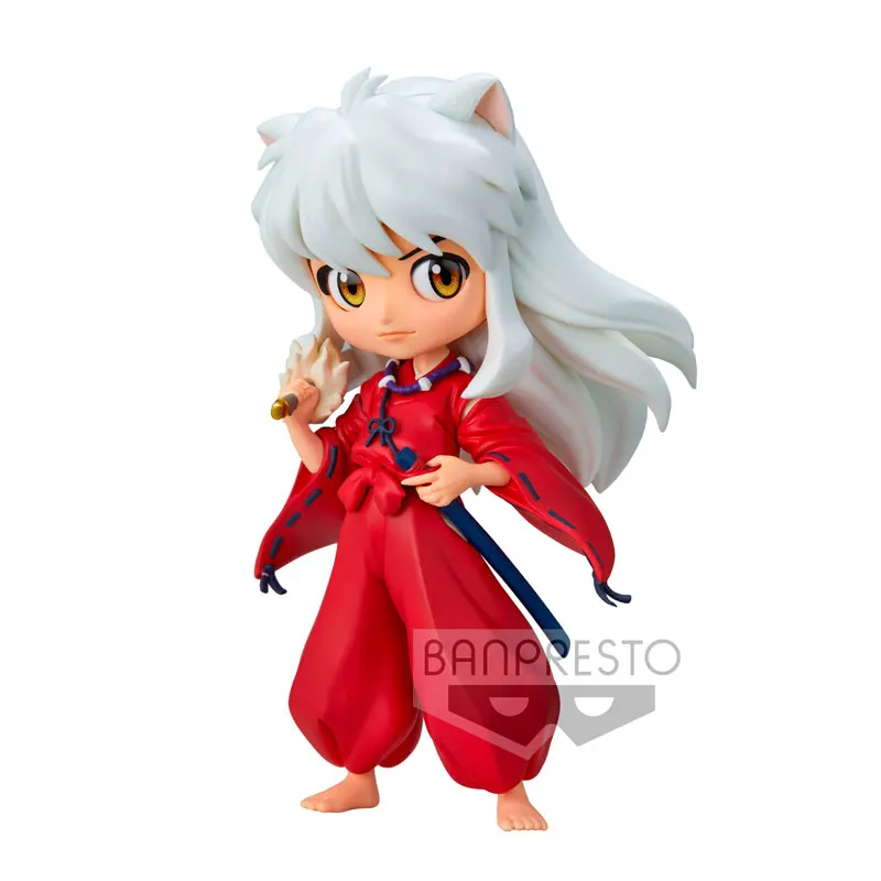 BANDAI Inuyasha White Hair Qposket Genuine Kawaii Doll Anime Figure Action Toys Model Anime Kids Toys