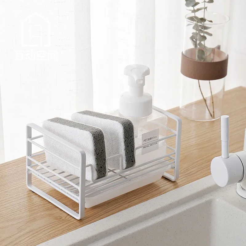 

Kitchen Sponge Rack Storage Rack Iron Sponge Drain Rack Steel Ball Soap Dishcloth Sink Kitchen Storage