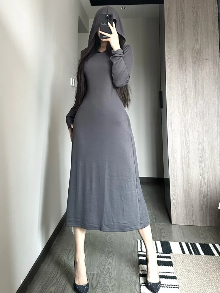 

sweet Spice Girl Sexy Fashion Hooded Long Sleeve High Waist Sexy Spice Girl Slim Hip Splice Long Fishtail Dress Dresses EQ78