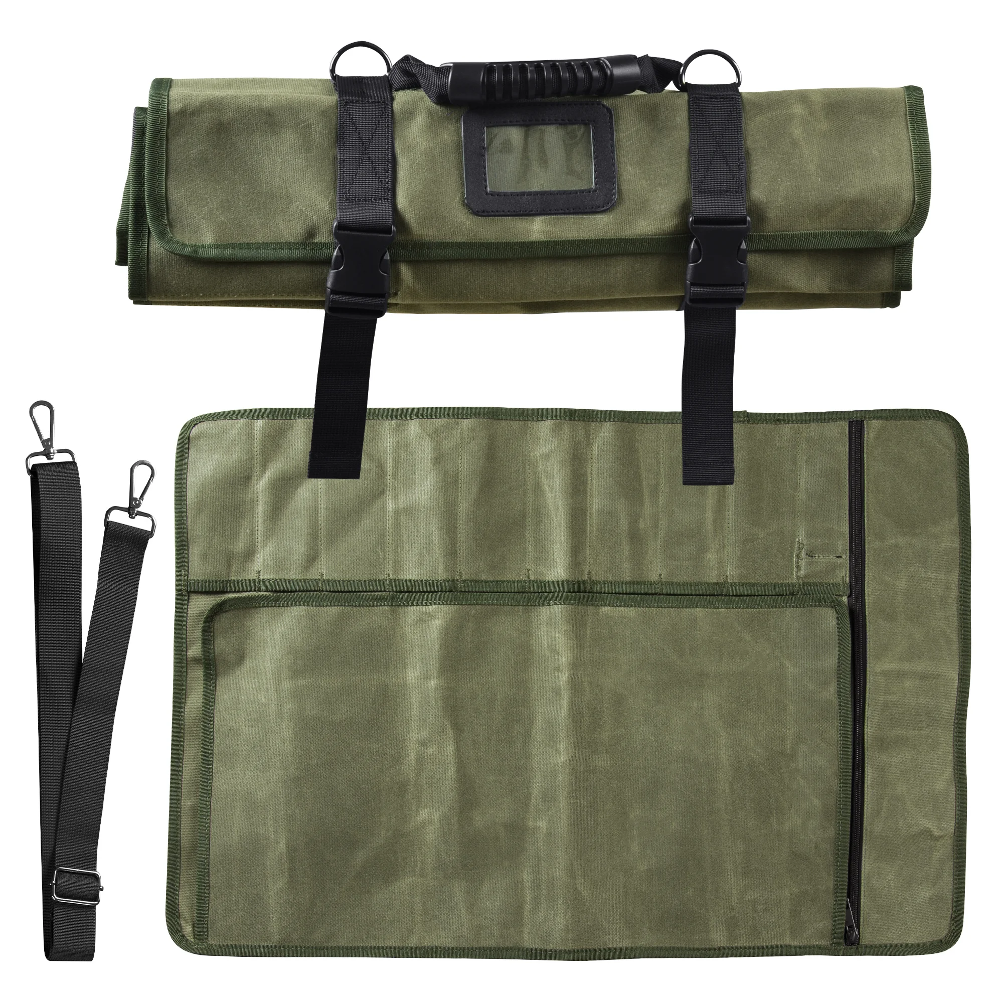 

XYJ 10 Pocket Chef Knife Bag Heavy Duty Portable Durable Thick Canvas Knives Roll Bag With Strap