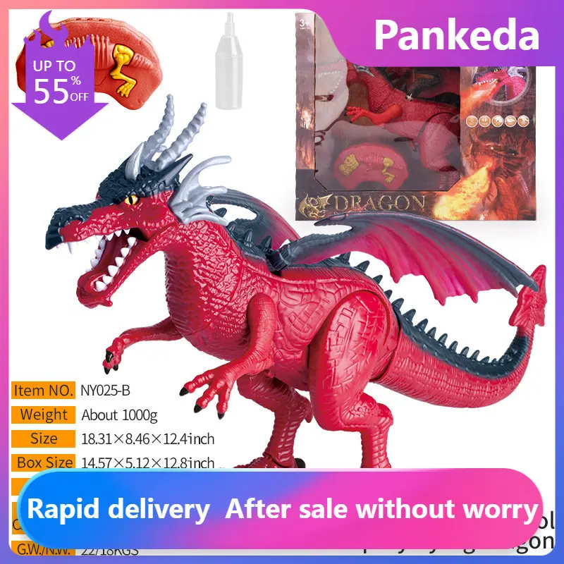 

RC Electric Dinosaur Toys Spray Fog Fire Dragon Remote Control Dinosaur Lighting&Sound Walking Animal Model Kids Toys Xmas Gift