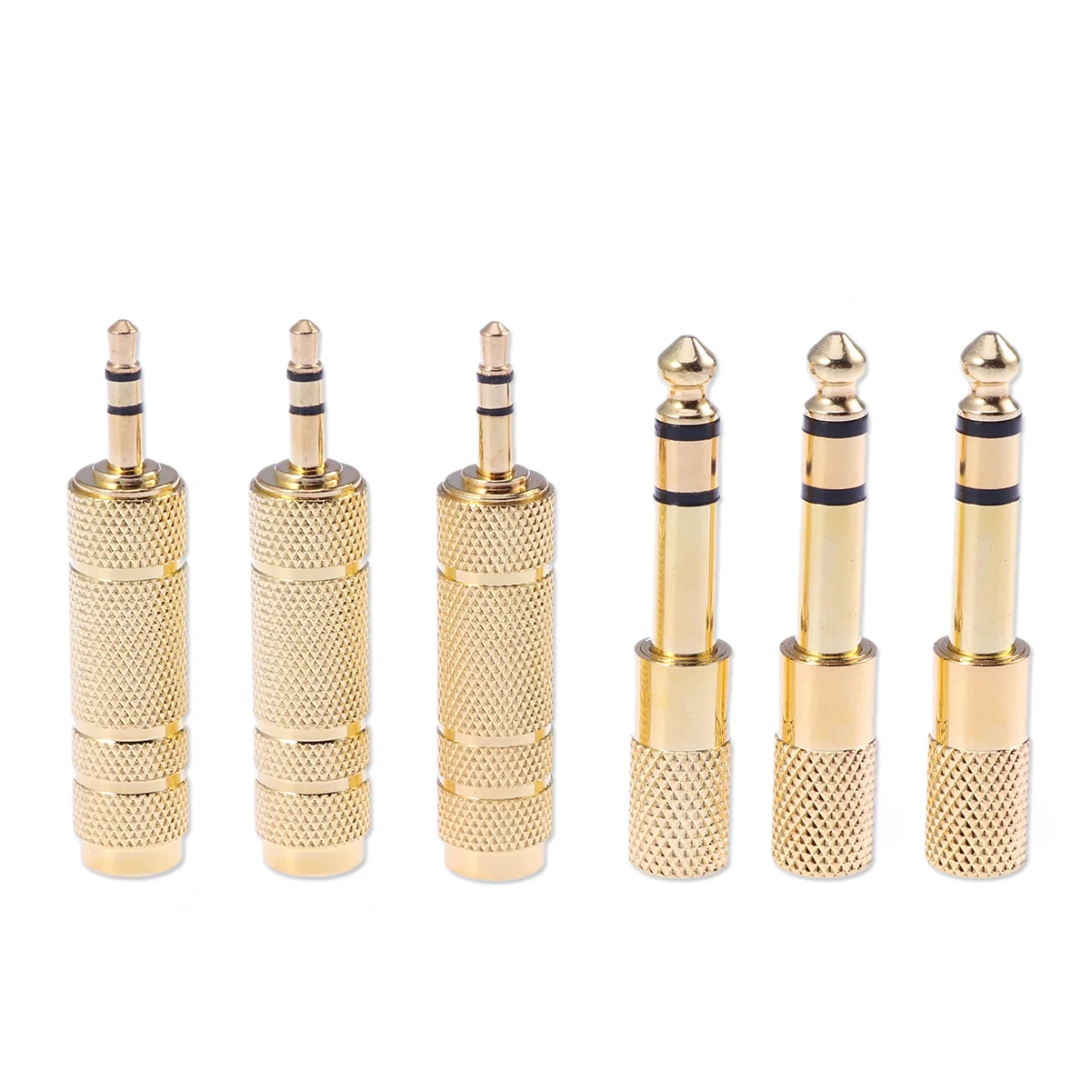 

6-in-1 3.5mm to 6.35mm Jack Adapter Copper Gold Plated Converter for Headphone Microphone Earphone