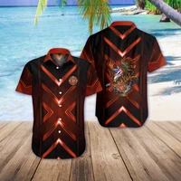 fashion summer short sleeve shirt fireman and eagle 3d printed hawaiian shirt mens casual beach shirt