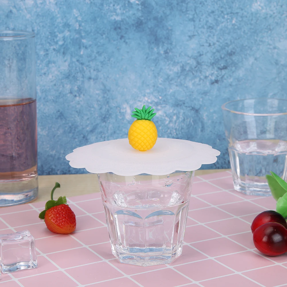 

Cute Fruits Silicone Cartoon Cup Lid Leakproof Silicone Anti-dust Bowl Cover Cup Seals Glass Mugs Cap Accessories Gadgets