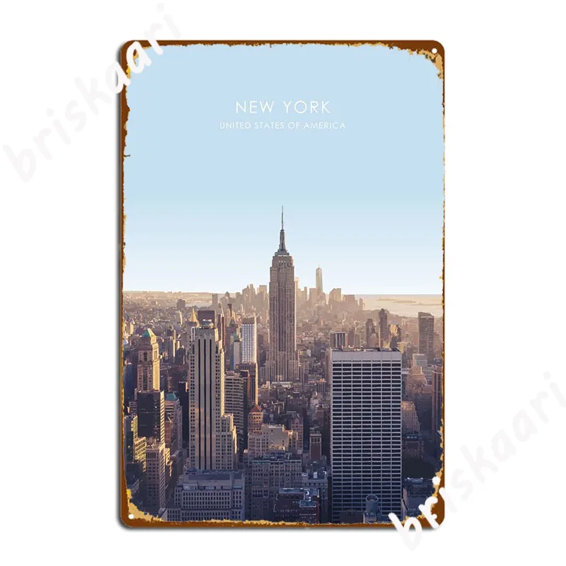 

Металлический плакат в стиле империи Нью-Йорка, оригинальное украшение для гаража, настенные разнообразные плакаты