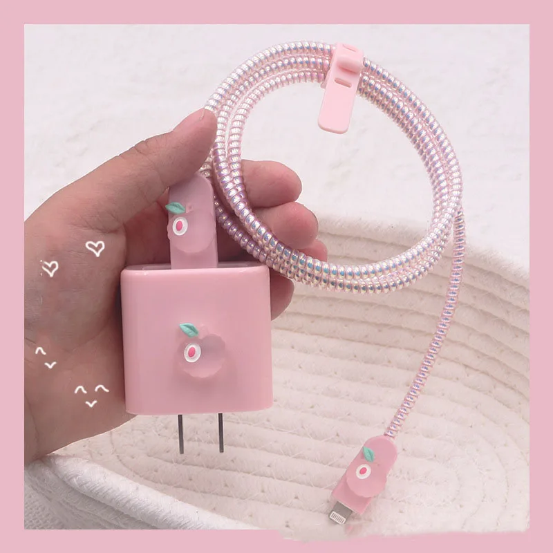 

Cable Protectors Set For iPhone 14 Fast Charging 18/20 W Plug Protector USB Data Cable Line Protection Sprial Cable Protective