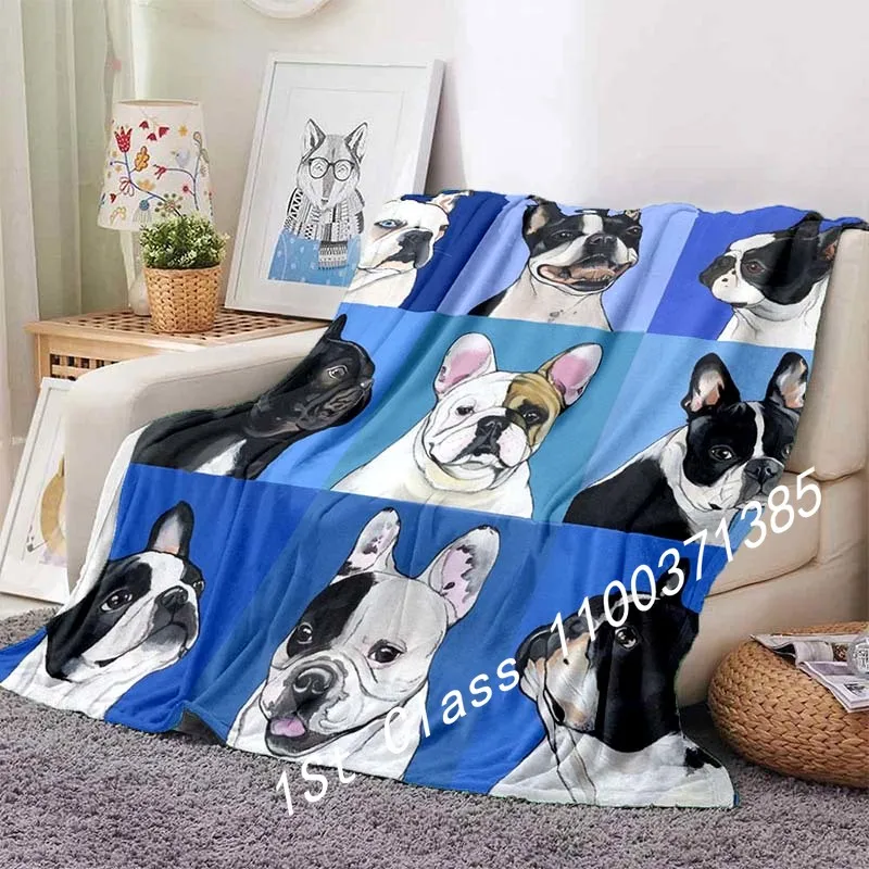 

Мультяшное одеяло Boston Terrier для собак, мягкое одеяло для кровати, кушетки и гостиной, подходит для всех сезонов