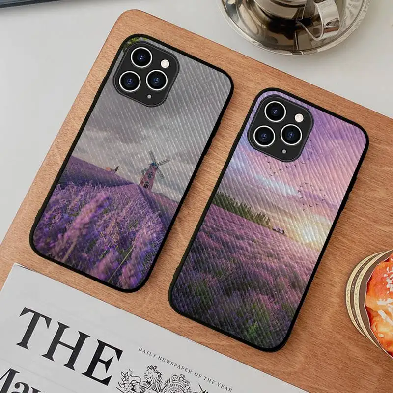 

Lavender flower Phone Case Hard Leather Case for iPhone 11 12 13 Mini Pro Max 8 7 Plus SE 2020 X XR XS Coque
