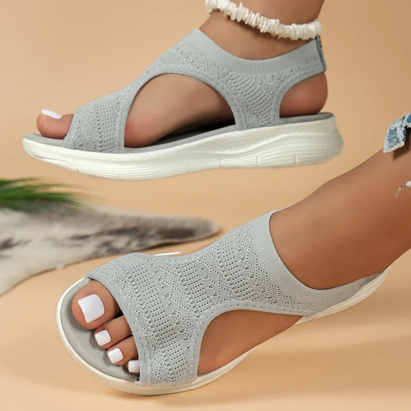 Фото Women Sandals Open Toe Wedge Sandals Ladies Summer New Mesh Fish Platform Sandals Women Light Casual Shoes Women Zapatillas Muje №5