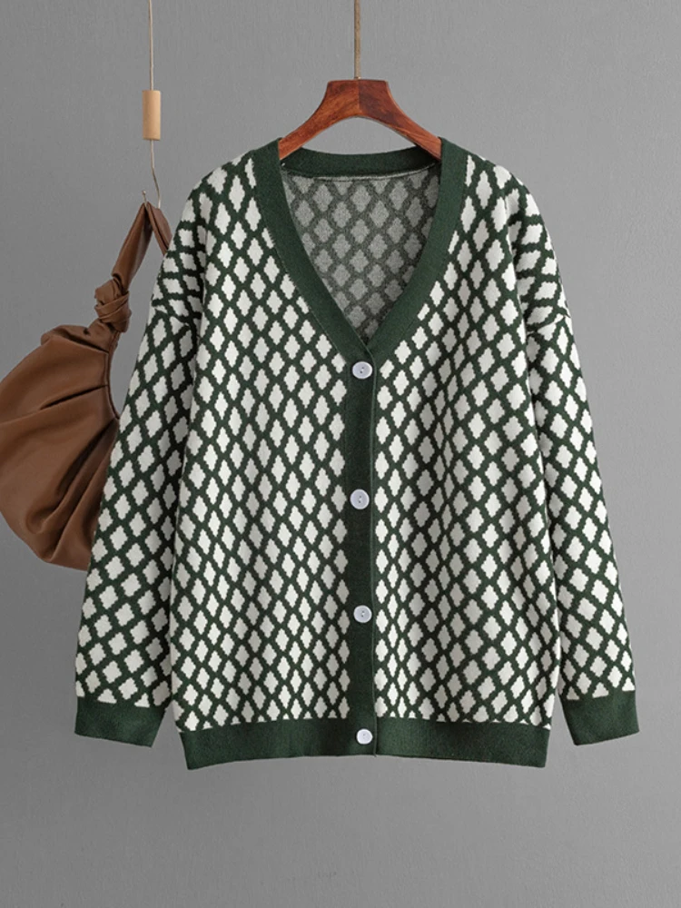 Осень-зима 2024 новый кардиган свитер верхняя одежда модный свободный жаккардовый
