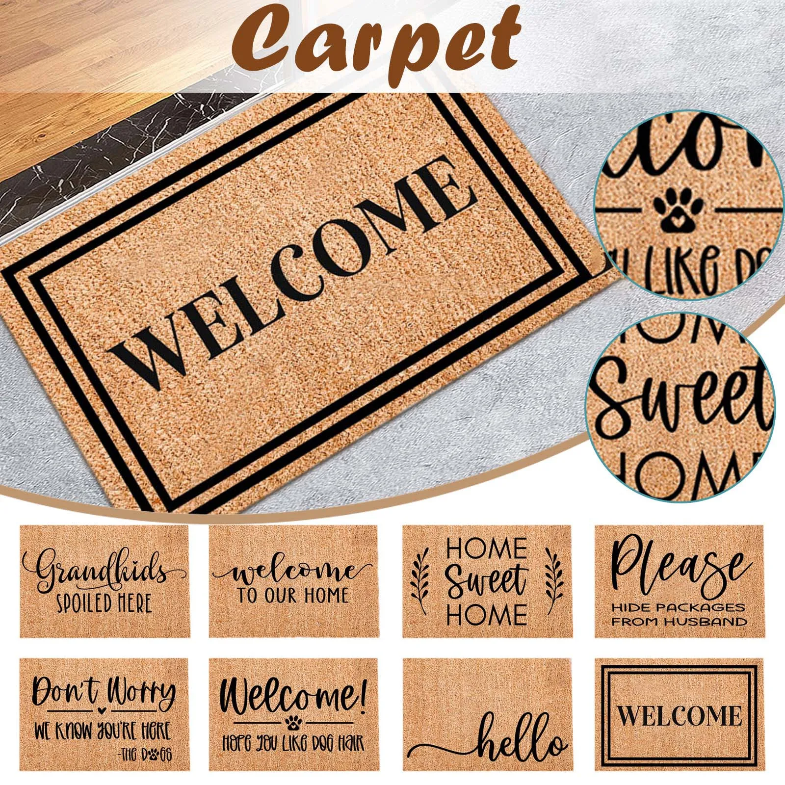 

Flannel Welcome Entrance Doormat Hallway Bedroom Kitchen Floor Rugs Mats Front Door Non-Slip Bathroom Door Mats Outside Carpet