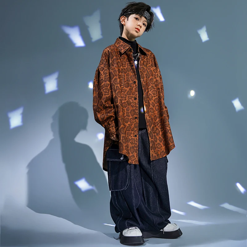 Одежда в стиле хип-хоп для мальчиков рубашка с принтом оверсайз тренировочные