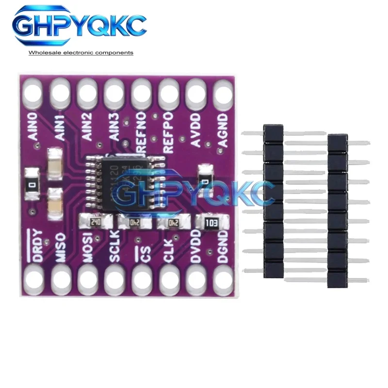 Фото GHPYQKC ADS1220 ADS1120 ADC 24-битный 16-битный модуль преобразователя I2C с низким энергопотреблением, 24-битный аналого-цифровой преобразователь для Arduino №2