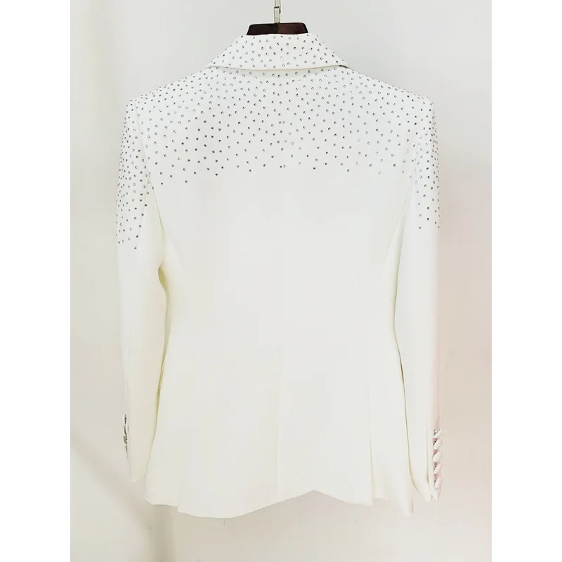 2023 Newest Designer Runway Women's Slim Fit Single Button Rhinestone Diamonds Beaded Blazer Jacket